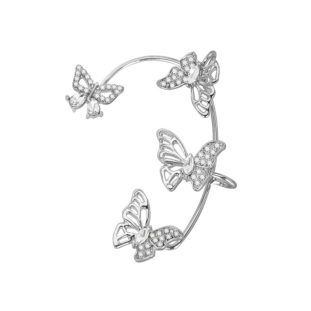 Women’s Butterfly Ear Cuffs – Non-Piercing Ear Clips with Gemstone Accents, Elegant Jewelry for Parties & Weddings