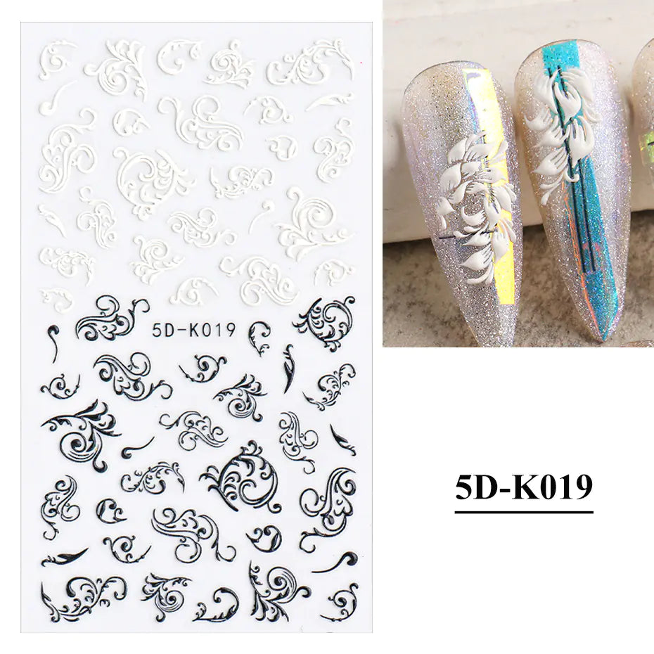 3D White Lace Butterfly Nail Art Stickers for Brides – Elegant Hollow Design Manicure Decals
